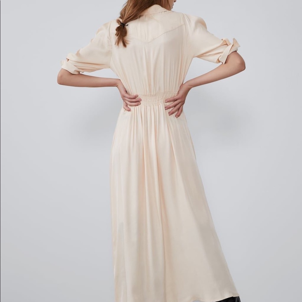 Zara cream button front dress